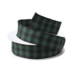 Christmas Buffalo Plaid Checkered Wired Ribbon, 7/8-Inch, 10-Yard