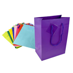 Solid Colored Matte Gift Bags with Tag, 9-1/2-Inch
