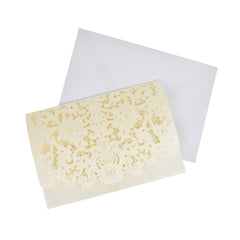 Blank Rectangular Scroll Lace Laser Cut Invitations, 7-1/2-Inch, 8-Piece