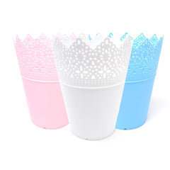 Crochet Styled Plastic Bucket Party Favor, 7-1/2-Inch, 12-Count