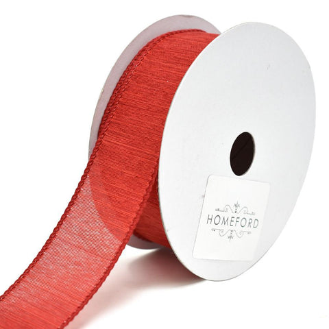 Woven Luster Wired Christmas Ribbon, Red, 1-1/2-Inch, 10-Yard