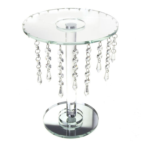 Round Glass Crystal Centerpiece with Strands, Clear, 12-3/4-Inch