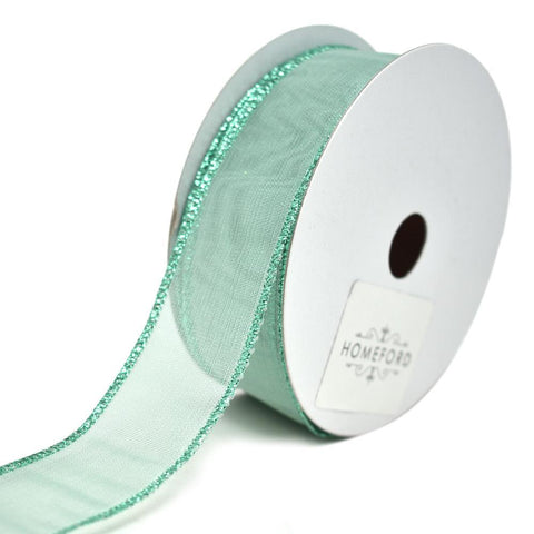 Sheer Electra Wired Christmas Ribbon, Aqua, 1-1/2-Inch, 10-Yard