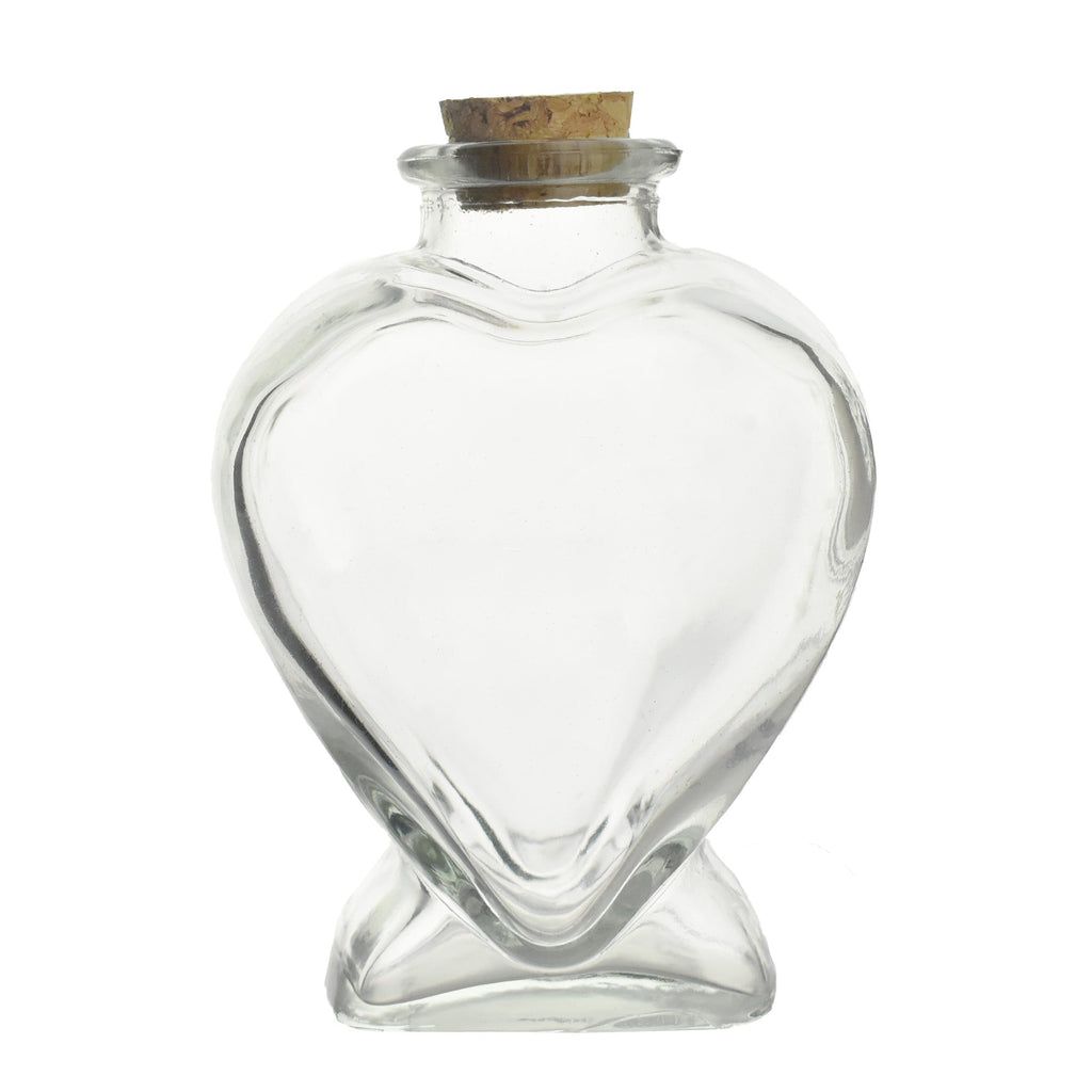 Heart Shaped Glass Jar Favor Bottle with Cork, 5-Inch
