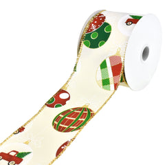 Christmas Ornaments Wired Ribbon, 2-1/2-Inch, 10-Yard