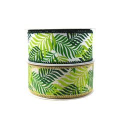 Jungle Ferns Wired Ribbon, 1-1/2-Inch, 10-Yard