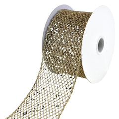 Christmas Dazzling Glitter Chunk Netting Wired Ribbon, 10-yard