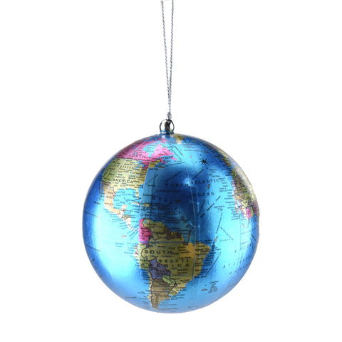 Miniature Map Of Globe Christmas Ornament, 4-Inch