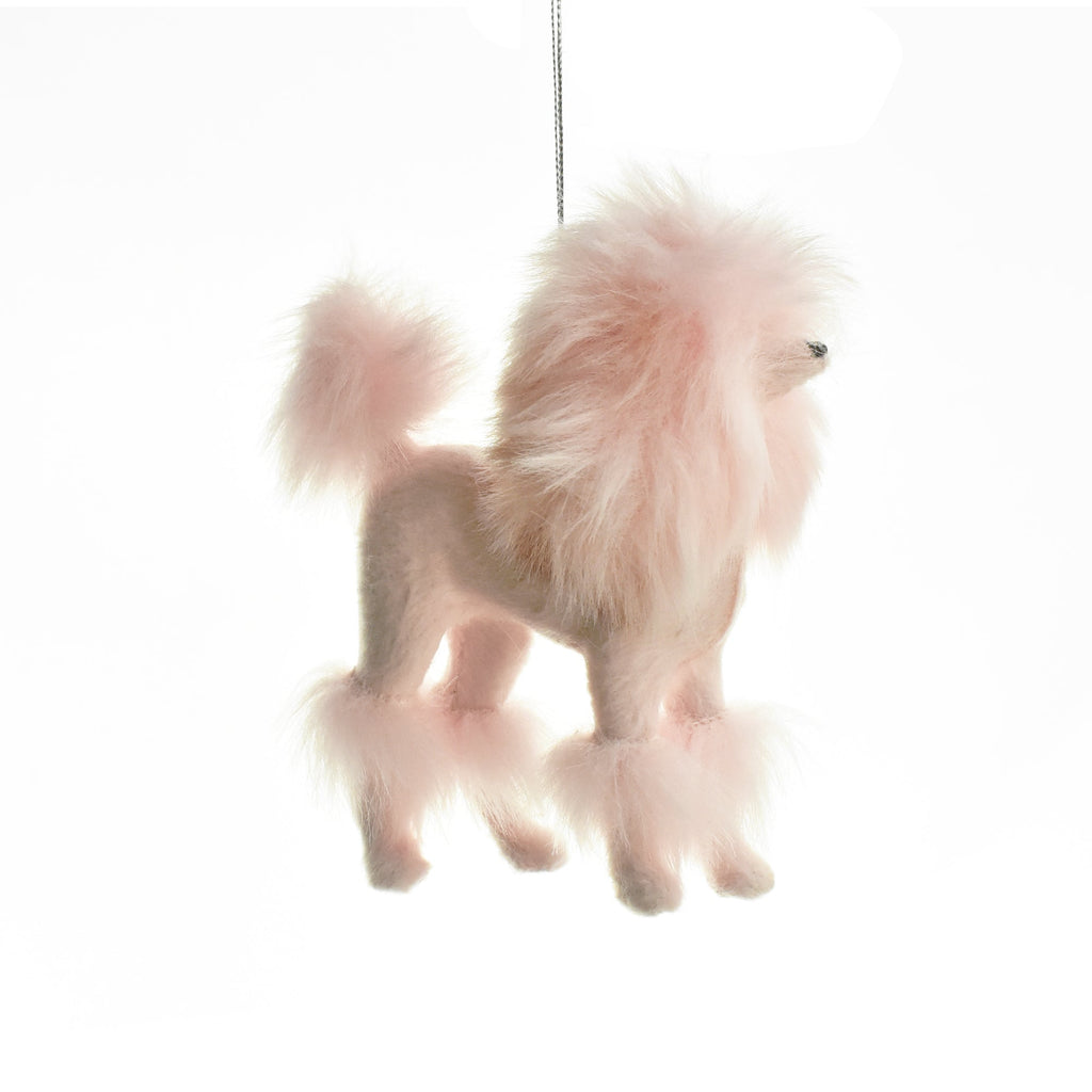 Poofy Pink Poodle Christmas Ornament, 4-1/2-Inch