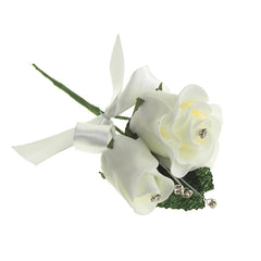 Foam Rose Flower with Rhinestone, Ivory, 5-1/2-Inch, 12-Count