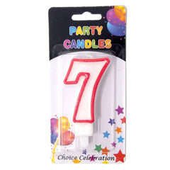 Number Birthday Candle, White/Red, 2-1/2-Inch