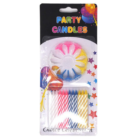 Candy Striped Birthday Candle, Multi-Color, 2-3/8-Inch, 36-Piece