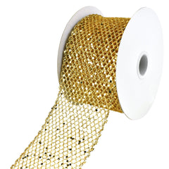 Christmas Dazzling Glitter Chunk Netting Wired Ribbon, 10-yard