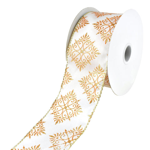 Tahiti Glittered Filigree Wired Ribbon, 2-1/2-Inch, 20-Yard
