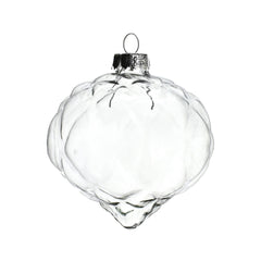 Fillable Glass Diamond Cut Onion Christmas Ornament, 3-Inch