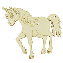 Laser-cut Wooden Unicorn, 4-Inch, 3-Piece