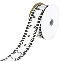 Movie Film Strip Themed Ribbon, 1-3/8-inch, 25-yard