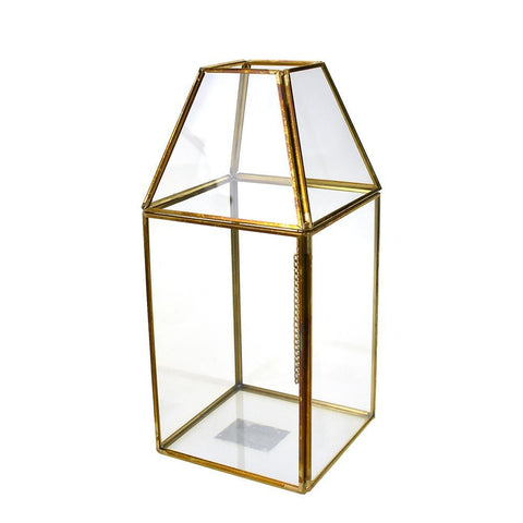 Prism Shaped Glass Terrarium, 9-1/4-Inch