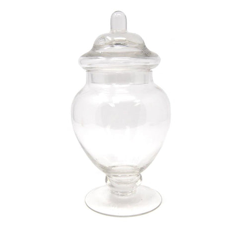 Small Rounded Glass Apothecary Candy Jar, 8-1/2-Inch