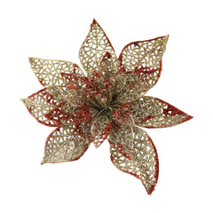 Christmas Glittered Poinsettia Hanging Ornaments, 7-1/2-Inch, 4-Piece