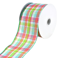 Spring Bertie Plaid Wired Ribbon, 10-yard