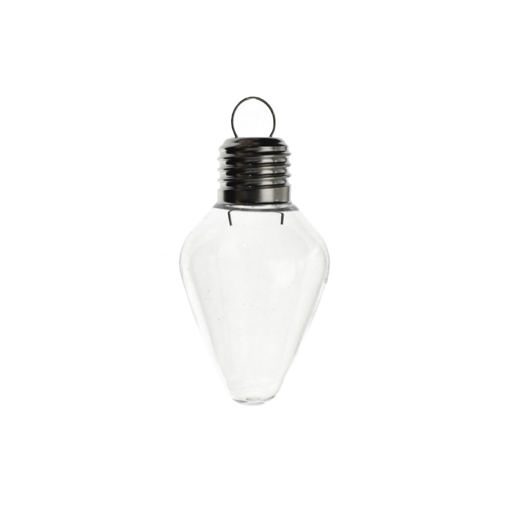 PET Plastic Fillable Light Bulb Christmas Ornament, 4-1/4-Inch