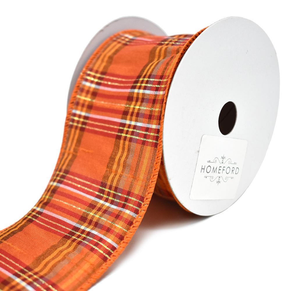 Fall Plaid Terra Wired Dupioni Ribbon, 2-1/2-Inch, 10-Yard