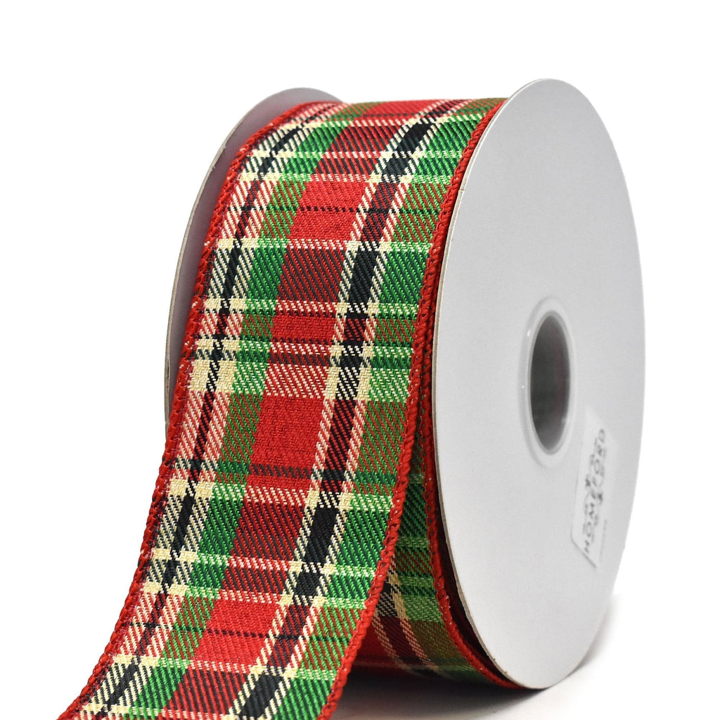 Country Twill Plaid Wired Ribbon, 2-1/2-Inch, 20-Yard