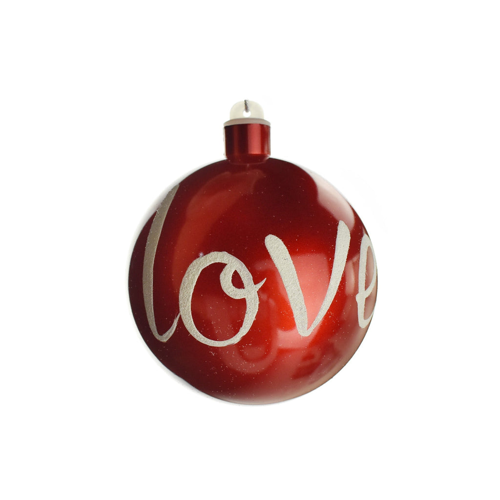 Glittered 'Love' Ball Christmas Ornament, 4-1/4-Inch