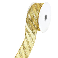 Christmas Metallic Stripe and Glitter Candy Cane Wired Ribbon, 1-1/2-Inch, 10-Yard