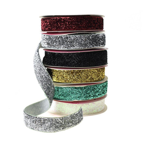 Sparkling Velvet Glitter Ribbon, 5/8-Inch, 3-Yard