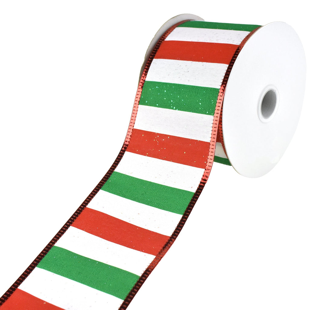 Christmas Iridescent Stripes Wired Ribbon, 2-1/2-Inch, 10-Yard