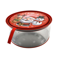 Santa and Friends Clear Christmas Tin, 6-1/2-Inch