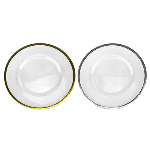 Ribbed Clear Round Plastic Charger Plate, 12-3/4-inch