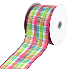 Spring Bertie Plaid Wired Ribbon, 10-yard