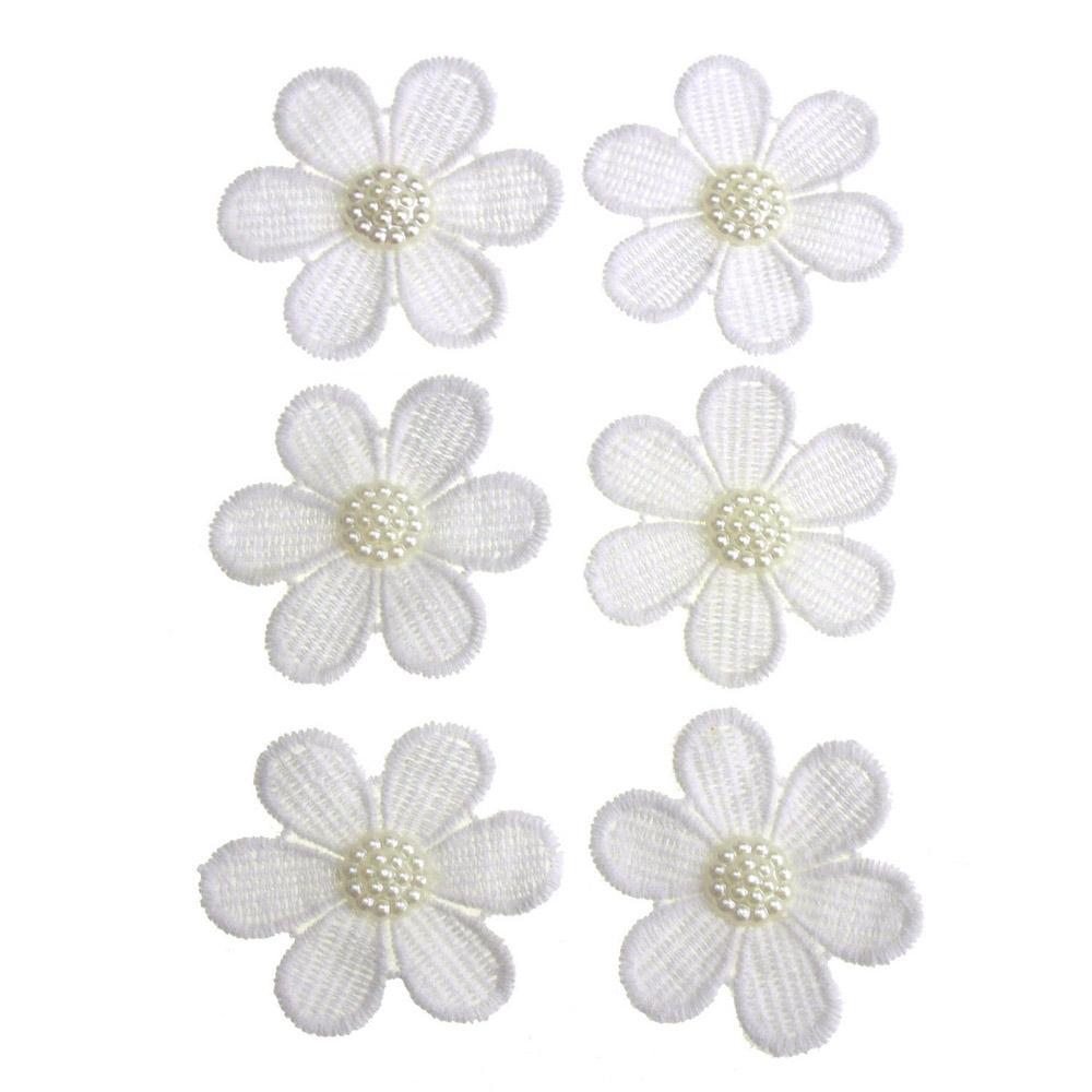 Daisy Organza Flower Trim Favors, White, 2-Inch, 6-Count