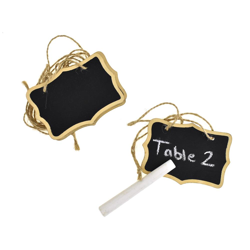 Hanging Jute Twine Scalloped Chalkboard Signs + Chalk, 3-Inch, 6-Piece