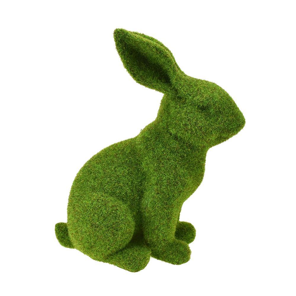 Artificial Moss Polyresin Bunny Home Decor, 11-Inch