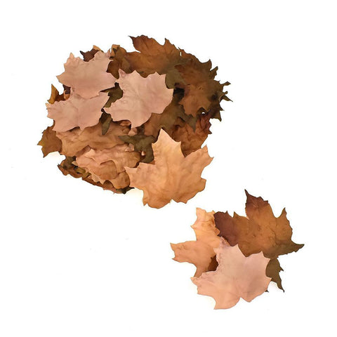 Artificial Fall Dry Maple Leaves, Brown, Assorted Sizes, 45-Piece