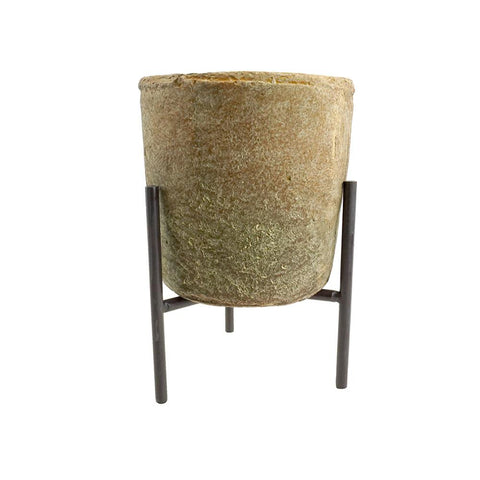 Cement Planter with Metal Stand, 8-Inch