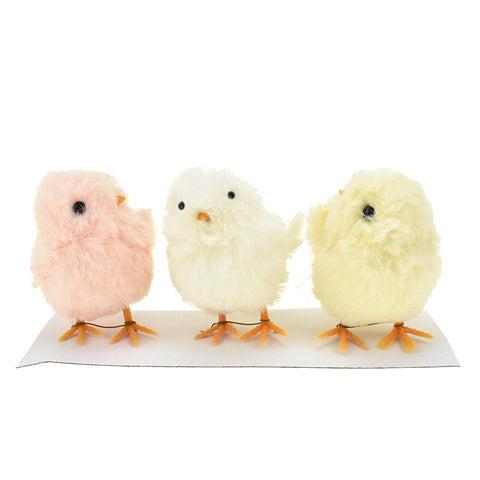 Fluffy Chick Home Decor Accents, 3-Inch, 3-Piece