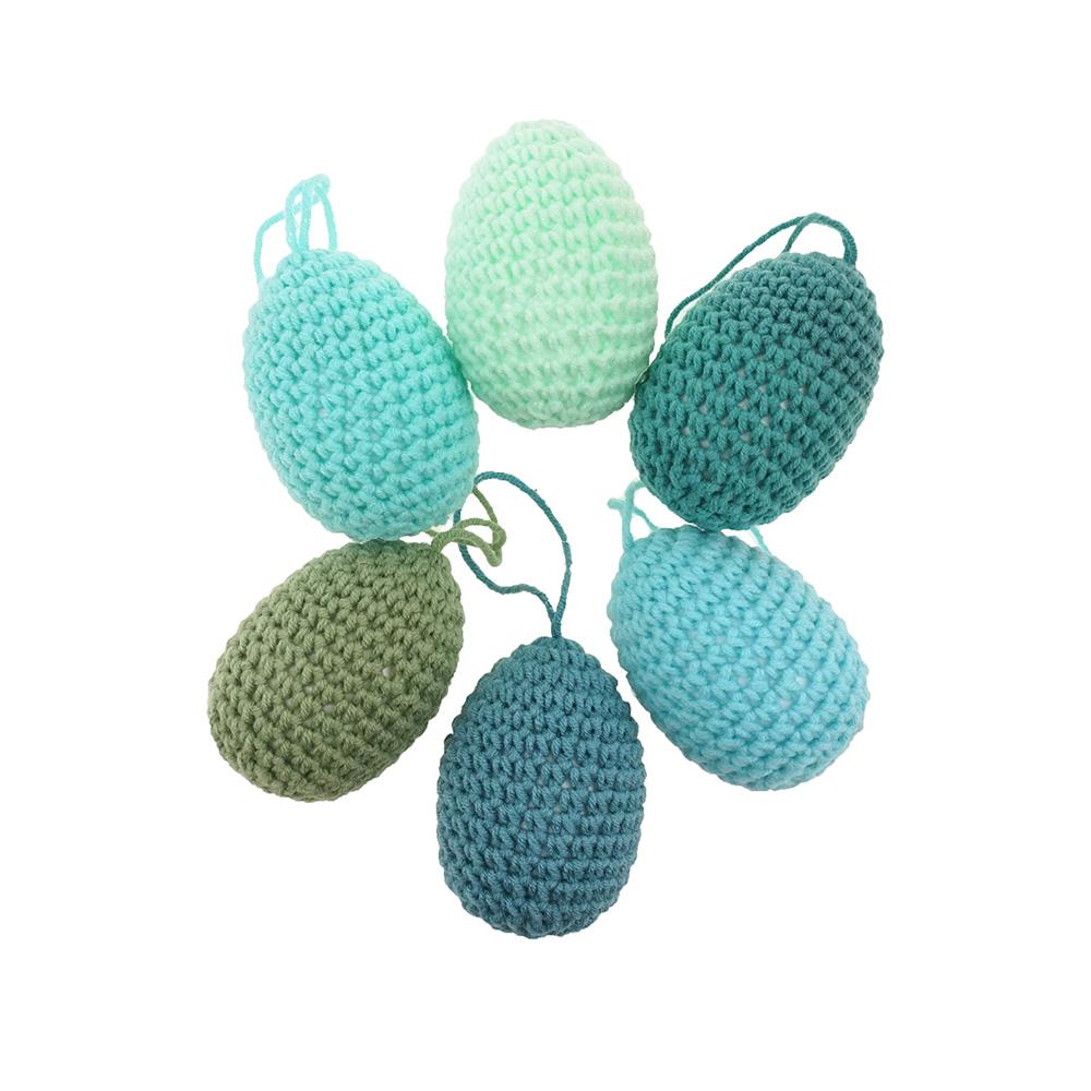 Colorful Crochet Knitted Easter Eggs, 3-Inch, 6-Piece
