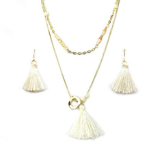 Tassel and Dainty Glass Beads Necklace Set