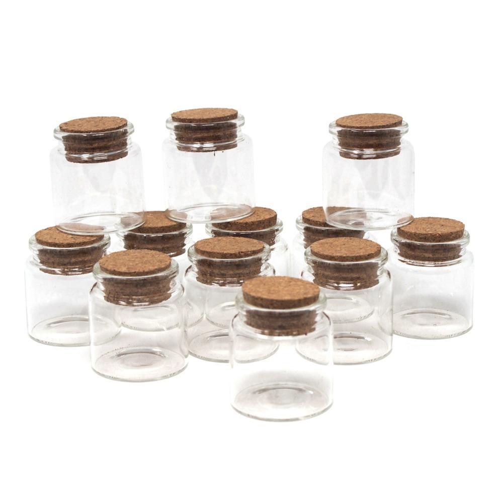 Clear Glass Spice Jar Corked Favor Bottles, 2-Inch, 12-Count