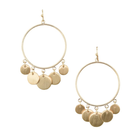 Round Dangle Drop Disk Earrings, 2-1/2-Inch