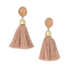 Hanging Tassel with Stone Post Earrings, 2-1/4-Inch