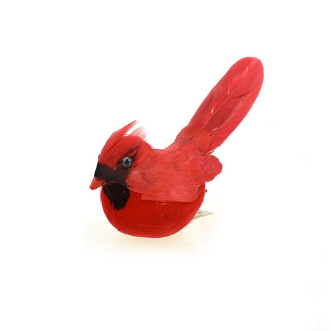 Feathered Cardinal Bird with Clip, 3-Inch