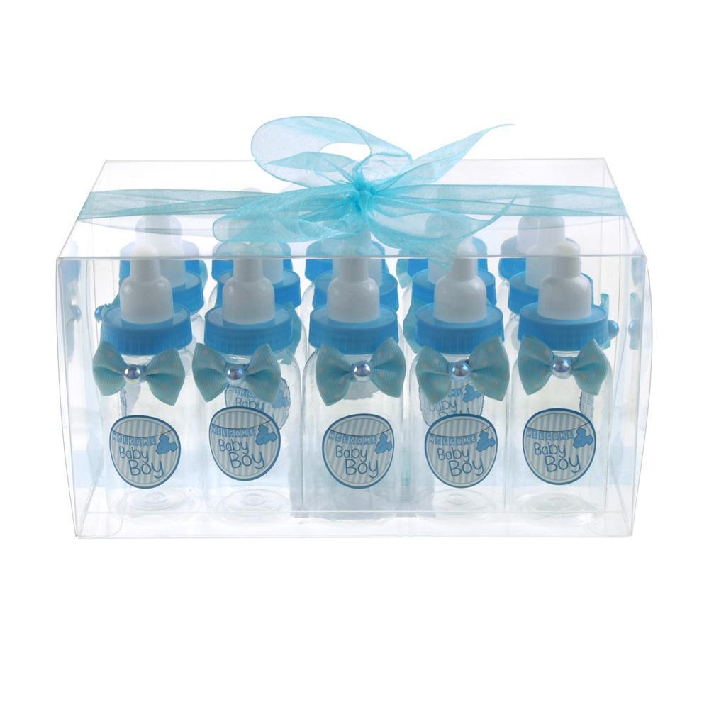 Plastic Milk Bottles Favor Container, Baby Boy, 4-Inch, 15-Count