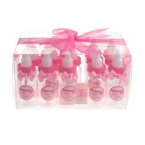 Plastic Milk Bottle Favor Container, Baby Girl, 4-Inch, 15-Count