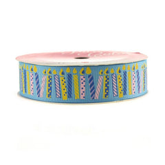 Happy Birthday Candles Grosgrain Ribbon, 7/8-inch, 4-yard